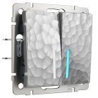 Выключатель двухклавишный с подсветкой (серебряный) Werkel W1220106 Hammer a052087