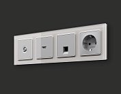 Комплект механизма компьютерной розетки RJ-45 (8P8C) CAT6A экранированной с автоматической защитной шторкой ALFA Серебро глянец Volt MA412005 QUANT