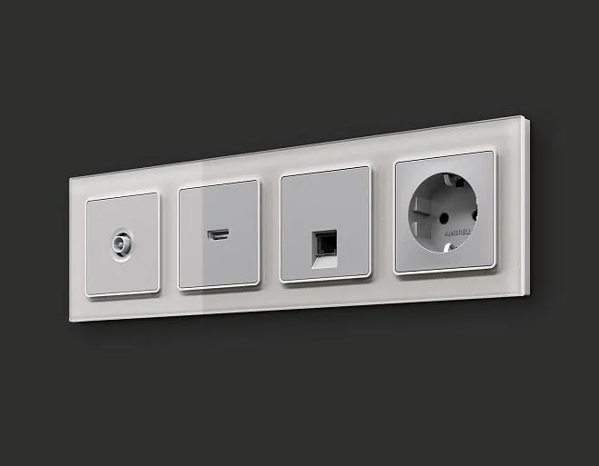 Комплект механизма компьютерной розетки RJ-45 (8P8C) CAT6A экранированной с автоматической защитной шторкой ALFA Серебро глянец Volt MA412005 QUANT Комплект механизма компьютерной розетки RJ-45 (8P8C) CAT6A экранированной с автоматической защитной шторкой ALFA Серебро глянец Volt MA412005 QUANT