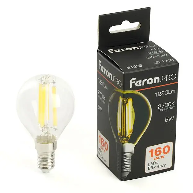 Лампа светодиодная Шарик E14 1280LM 8W 175-265V 2700K Feron 51259 LB-1708 Лампа светодиодная Шарик E14 1280LM 8W 175-265V 2700K Feron 51259 LB-1708