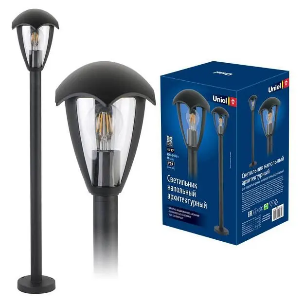 Наземный фонарь Uniel UUL-T80A 60W/E27 IP54 BLACK Наземный фонарь Uniel UUL-T80A 60W/E27 IP54 BLACK