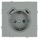 Розетка 1-местная з/ш с/з 16А + USB + Type C (механизм), 250В, 20W, серия Эмили, платиново-серый, soft-touch Stekker 50219 RST16-5119-10