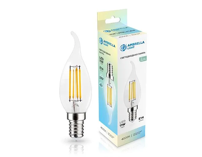 Светодиодная лампа Свеча на ветру CF35 11W 4000K Ambrella light 351124 Светодиодная лампа Свеча на ветру CF35 11W 4000K Ambrella light 351124