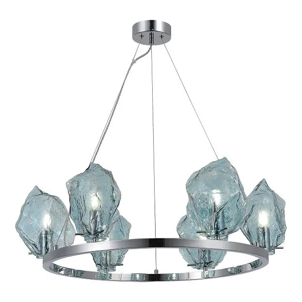 Подвесная люстра ST Luce Portici SL1175.113.06 Хром/Светло-голубой E14 6*40W