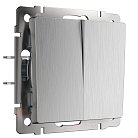 Выключатель двухклавишный проходной Werkel W1122009 (cеребряный рифленый) a051357