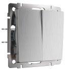 Выключатель двухклавишный проходной Werkel W1122009 (cеребряный рифленый) a051357