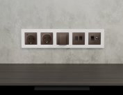 Комплект механизма электрической розетки 2USB С+C 20W (быстрая зарядка) с/з на винтовых зажимах 16A-250V ALFA Темная бронза матовый Volt MA640510 QUANT