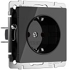 Розетка с заземлением и шторками (черный акрил) Werkel W1171148 a064042