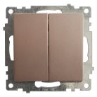 Выключатель 2-клавишный (механизм) STEKKER 39592 GLS10-7104-02, 250V, 10А Катрин, шампань