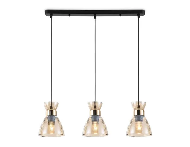 Подвесной светильник Ambrella light TR3404/3 BK/FGD/TI черный/золото/янтарь E27/3 max 60W 550*135*1000