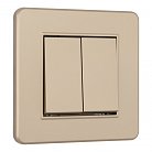Выключатель двухклавишный с рамкой шампань пластик Arte Milano SET16-1-30-2 shampan SET16-1