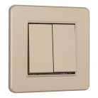 Выключатель двухклавишный с рамкой шампань пластик Arte Milano SET16-1-30-2 shampan SET16-1