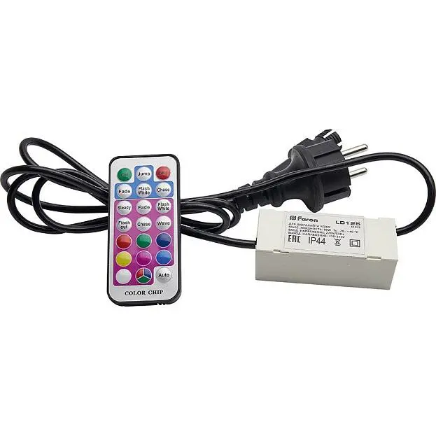 Контроллер Feron 41032 10-50м для кругл. дюралайта LED-R2W RGBW, шнур 1,5м, LD125 Контроллер Feron 41032 10-50м для кругл. дюралайта LED-R2W RGBW, шнур 1,5м, LD125