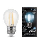 Лампа Gauss 105802211 E27 11W 4100K прозрачная Filament Globe