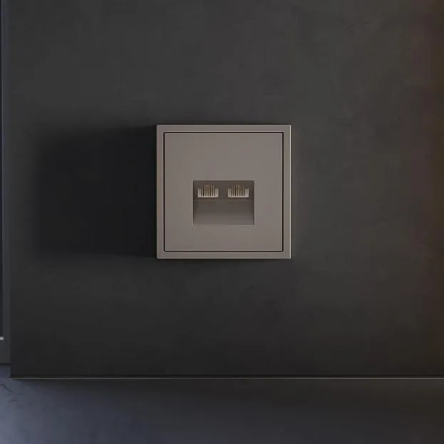 Накладка для розетки компьютерной двойной RJ45+RJ45 кат.6, (капучино) Voltum VLS001414 S70