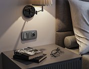 Комплект механизма 2-клавишного перекрестного выключателя 10A-250V OMEGA Антрацит серый Volt MO653030 QUANT