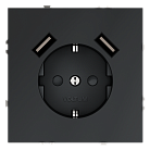 Розетка встраиваемая с заземлением и защитными шторками + usb 16А VOLTUMVLS040407