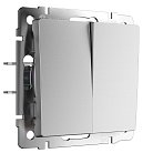Выключатель двухклавишный проходной (серебряный матовый) werkel W1122065 a063611