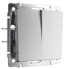 Выключатель двухклавишный проходной (серебряный матовый) werkel W1122065 a063611
