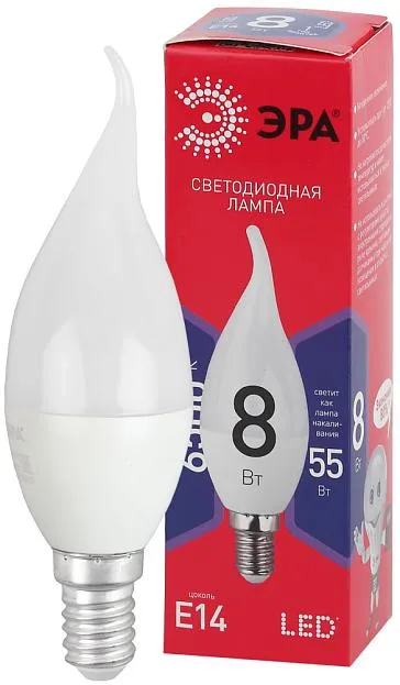 Лампочка светодиодная ЭРА LED BXS-8W-865-E14 R