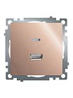 Розетка 2-местная USB + type C (механизм),  Stekker 50056 GLS10-7116-02, 250B, 3A, max 20W, серия Катрин, шампань