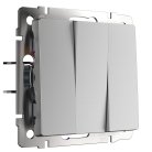 выключатель трехклавишный Werkel W1130065 Встраиваемые механизмы серебряный матовый a066803