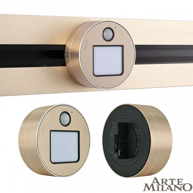 Трековый светильник с датчиком движения, 3W 250V Arte Milano 380011TLS/LWS Gold Am Трековый светильник с датчиком движения, 3W 250V Arte Milano 380011TLS/LWS Gold Am
