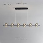 Реечный, рядный светильник SEMUND LONG 6 шаров. Цвет Черный Lampatron 8100-22153