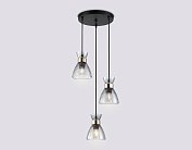 Подвесной светильник Ambrella light TR3408/3 BK/FGD/SM черный/золото/дымчатый E27/3 max 60W D345*1000