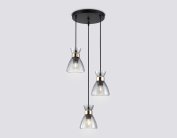 Подвесной светильник Ambrella light TR3408/3 BK/FGD/SM черный/золото/дымчатый E27/3 max 60W D345*1000