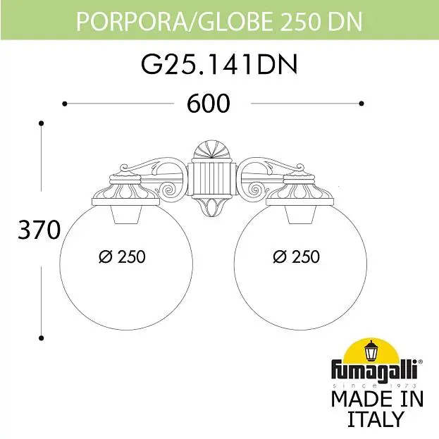 Светильник уличный настенный FUMAGALLI PORPORA/G250 G25.141.000.VXF1RDN PORPORA/G250DN Светильник уличный настенный FUMAGALLI PORPORA/G250 G25.141.000.VXF1RDN PORPORA/G250DN