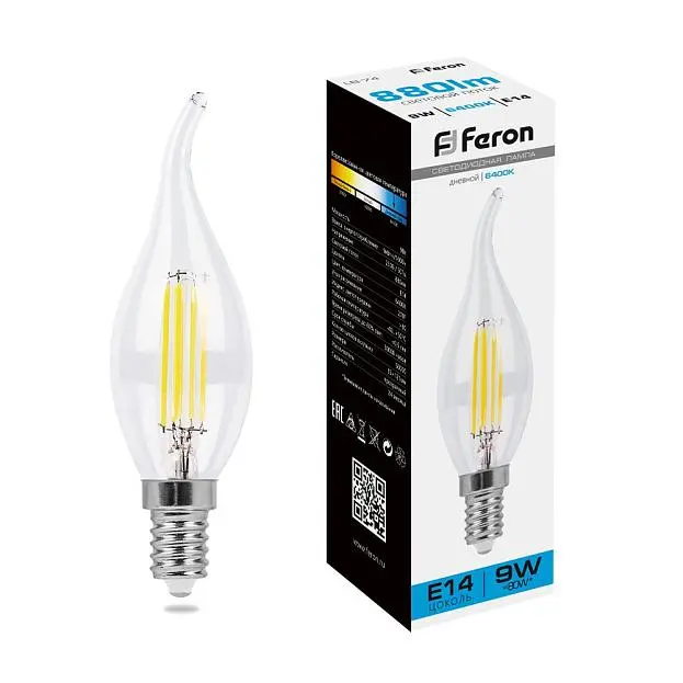 Лампа светодиодная Feron 38235 LB-74 E14 9W 6400K Лампа светодиодная Feron 38235 LB-74 E14 9W 6400K