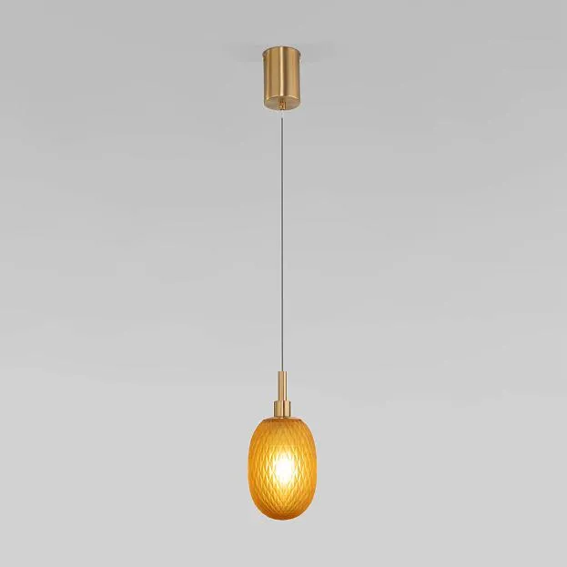 Подвесной светильник со стеклянным плафоном Eurosvet 50266/1 янтарный a066525 Pineapple