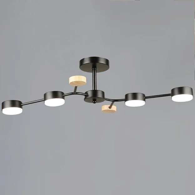 Потолочная люстра Reluce 03860-0.3-04 BK+WOOD GX53 Потолочная люстра Reluce 03860-0.3-04 BK+WOOD GX53