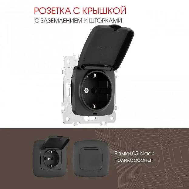 Розетка Arte Milano 205.41-1.black am Розетка Arte Milano 205.41-1.black am