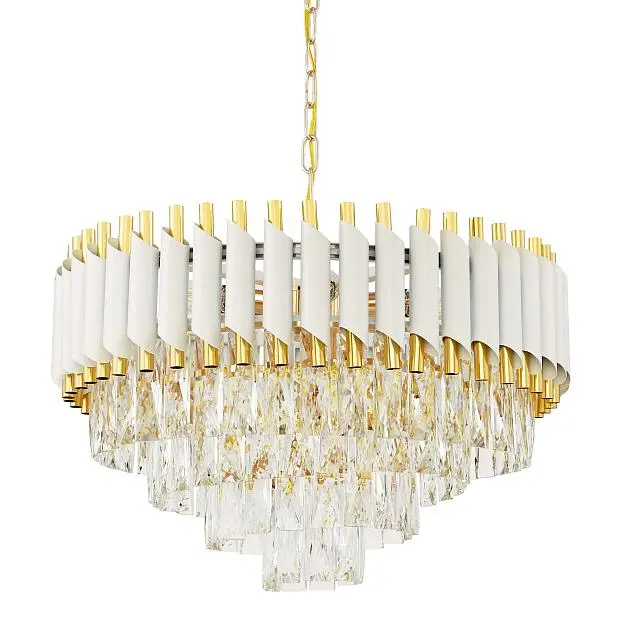 Хрустальная подвесная люстра Lumina Deco LDP 6003-550 WT+F.GD Funneli Хрустальная подвесная люстра Lumina Deco LDP 6003-550 WT+F.GD Funneli