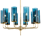 Люстра на штанге Agne Brass &amp; Blue Glass Tube Chandelier 10 ImperiumLoft 143884-22 40.1938
