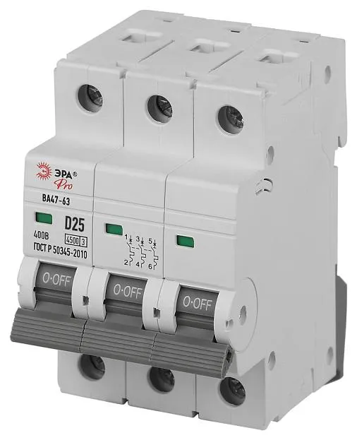 Автоматический выключатель ЭРА VA63-3P25D4.5