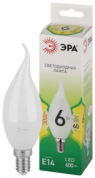 Лампочка светодиодная ЭРА LED BXS-6W-830-E14 GL