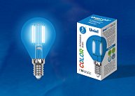 Лампочка светодиодная Uniel LED-G45-5W/BLUE/E14 GLA02BL картон