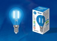 Лампочка светодиодная Uniel LED-G45-5W/BLUE/E14 GLA02BL картон