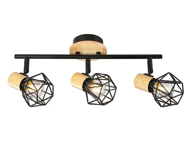 Спот Ambrella light TR8753/3 BK/WD черный/дерево IP20 E27/3 435*115*200
