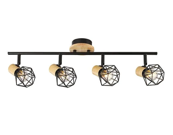 Спот Ambrella light TR8754/4 BK/WD черный/дерево IP20 E27/4 615*115*200