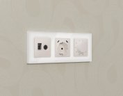 Комплект механизма розетки компьютерной + TV оконечной RJ-45 (8P8C) CAT6/50-870 MHz 1dB с автоматической защитной шторкой ALFA Жемчуг Volt MA212510 QUANT