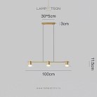 Реечный, рядный светильник CICLA LONG 3 лампы. Цвет: Латунь Lampatron f-cicla-long-brass-3 8191-22417