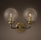 Бра Bistro Globe Clear Glass Double Sconce Brass ImperiumLoft 123216-22 44.150