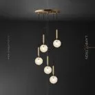 Готовая комбинация светильников POLARIS MORE 5 подвесов. Плафоны прозрачные Lampatron 7343-20223