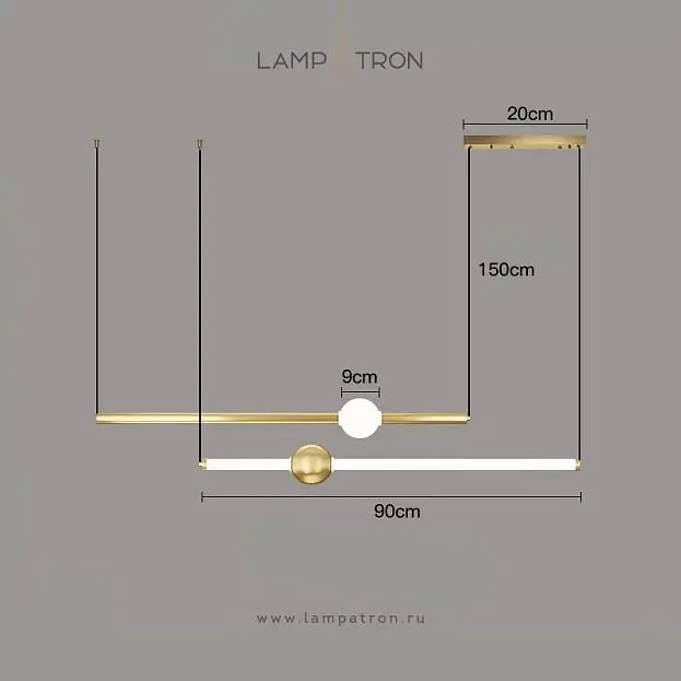 Подвесной светильник WAND HRZ 2 подвеса. Цвет латунь. Размер L Lampatron 8626-24094 Подвесной светильник WAND HRZ 2 подвеса. Цвет латунь. Размер L Lampatron 8626-24094