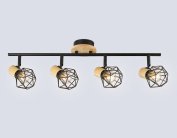 Спот Ambrella light TR8754/4 BK/WD черный/дерево IP20 E27/4 615*115*200