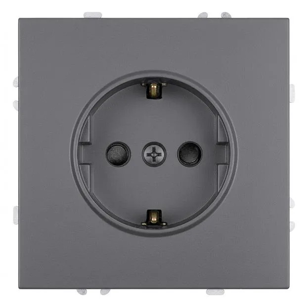 Розетка 1-местная с з/ш, с/з (механизм), СЗК, 250В, 16А, RST16-5110-10ZK, платиново-серый, soft touch Stekker 50243 Эмили